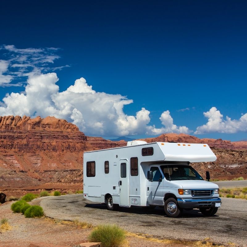 RV Camper in desert