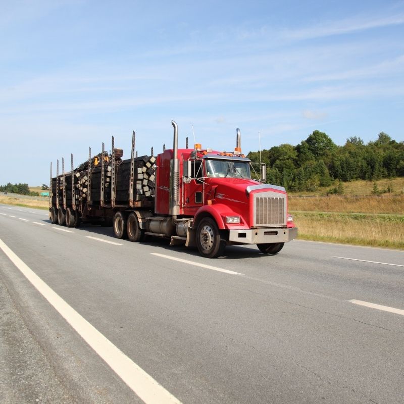 Semi truck hauling on highway