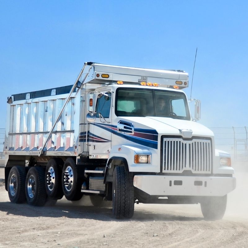 Dump truck on road